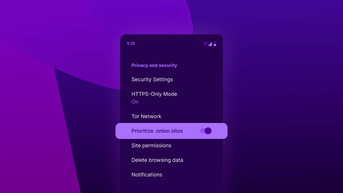 Paraqitje e mundësisë për t’u dhënë përparësi sajteve onion, te skena e rregullimeve të Privatësisë dhe Sigurisë së Shfletuesit Tor për Android